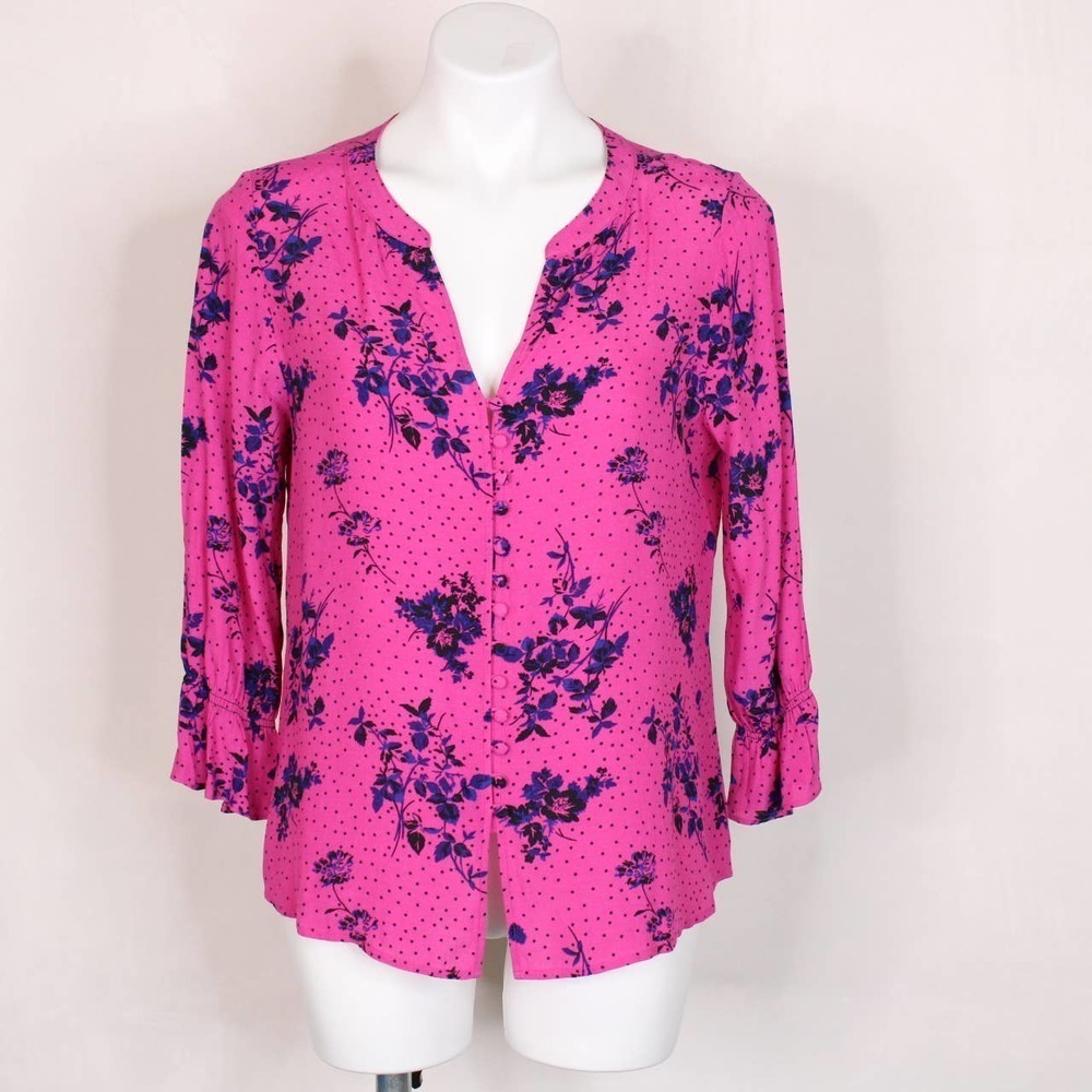 Sanctuary Pink Floral 3/4 Sleeve Blouse Top